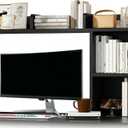 AQQHSAIN Desk Storage Hutch Wood Desktop Book Shelf with 5 Shelves Countertop Desk Hutch for Computer Multipurpose Desk Display Rack Desk Shelf Storage Organizer for Office Dorm Office Home