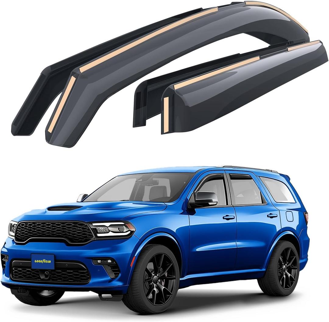Goodyear Shatterproof in-Channel Window Deflectors for Dodge Durango 2011-2025, Rain Guards, Window Visors for Cars, Vent Deflector, Car Accessories, 4 pcs - GY007892