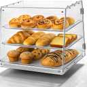 Joymaney 3 Tier Pastry Display Case | Countertop Bakery Display with Secure Magnetic Doors, Helps Keep Cakes & Desserts Fresh, Clear Acrylic, Sturdy No-Flex Design for Cafes & Home Use