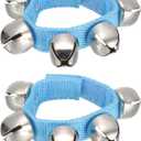 PATIKIL 2pcs Wrist Bells, Jingle Bells Ankle Bells Hand Bells Wrist Bells Bracelet Percussion Instruments Musical Rhythm Band with 5 Silvery Bells for Party Christmas, Blue