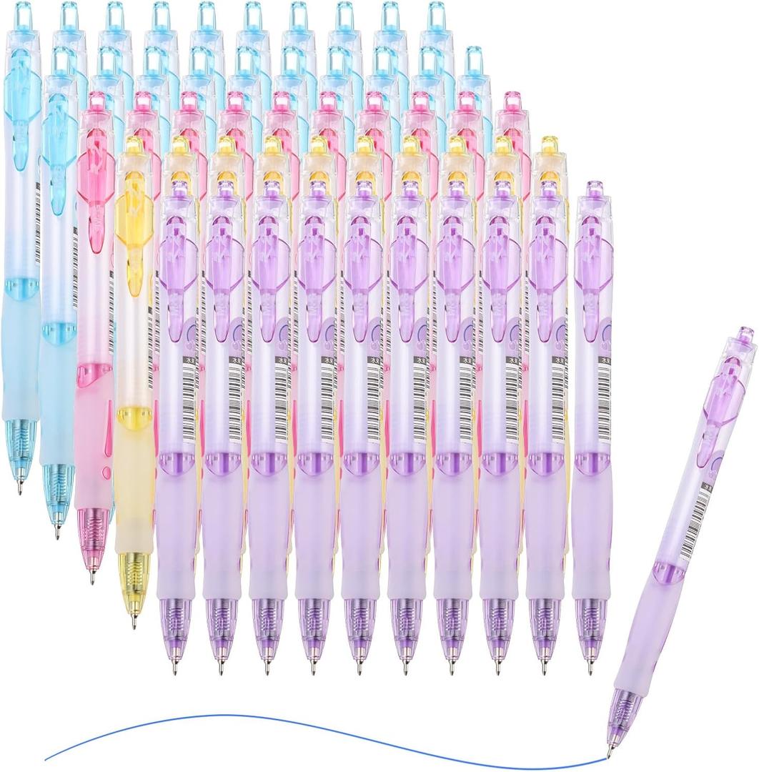M&G Ballpoint Pen 0.38mm, 50pcs Retractable Blue Ink Click Ball Point Pen Writing Supplies for Journaling Home Office Classroom, Multicolor