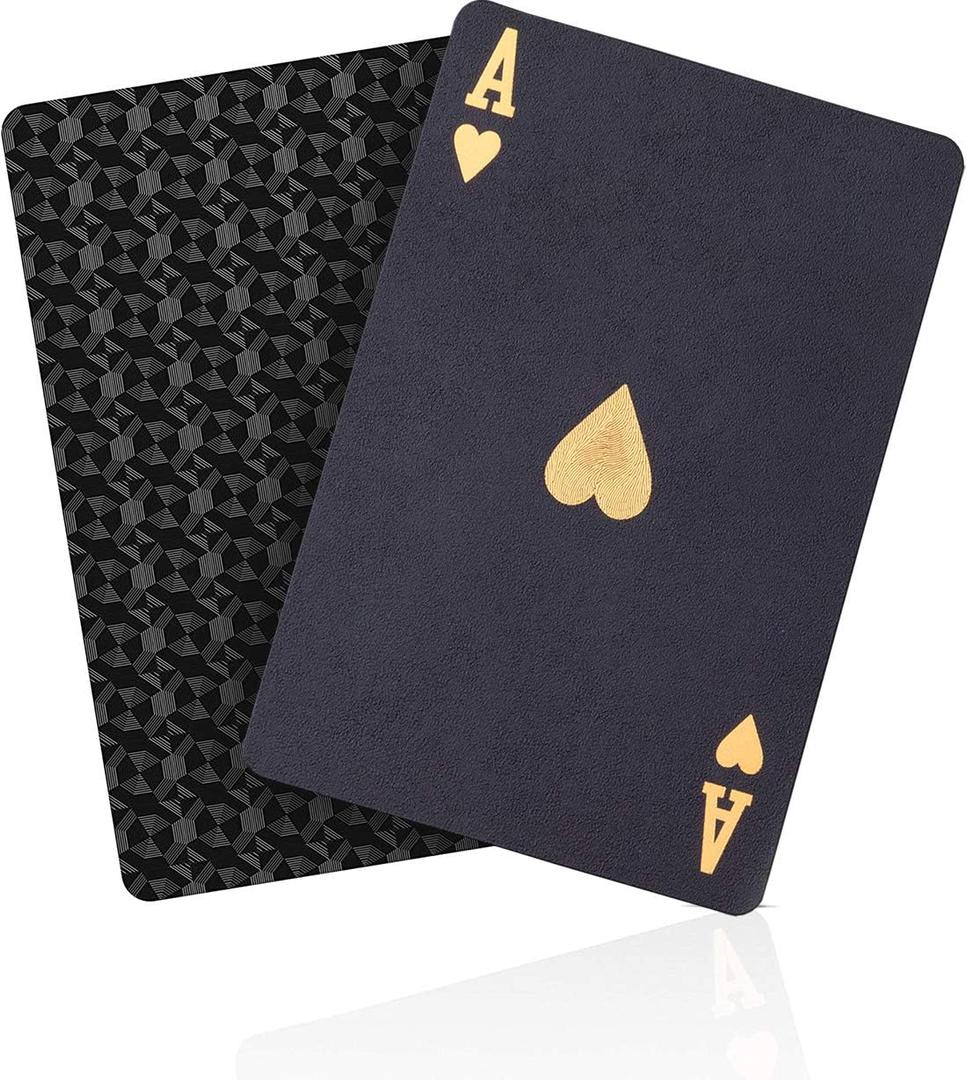 ACELION Waterproof Playing Cards, Plastic Playing Cards, Deck of Cards, Gift Poker (Black Diamond Cards)