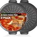 HONGBAKE 2 Pack Pizza Pan 14 Inch with Holes, Rust-Free Nonstick Pizza Pan for Oven, 0.8mm Carbon Steel Perforated Pizza Tray with Wider Handles, Round Baking Sheet for Frozen & Homemade Pizza, Grey (Gray)