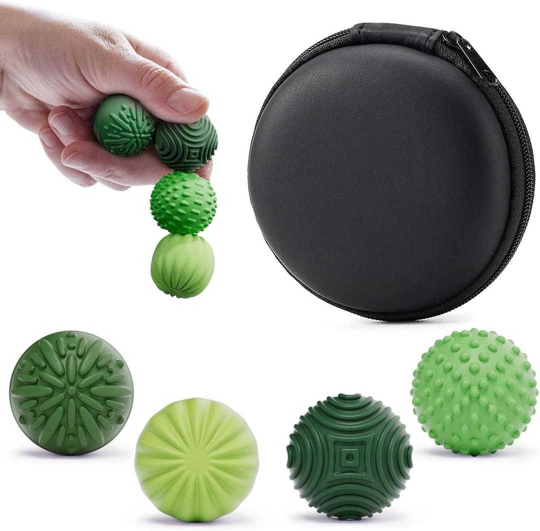 Silicone Magnetic Balls Fidget Toys for Adults & Teens,4PCS Stress Relief Sensory Toys for Autism ADHD Anxiety,Fun Textures Gadgets,Office Desk Toy,Stocking Stuffers for Women Men Teen Gift (Avocado Green)