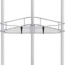 HuggieGems 3 Tier Floor Standing Corner Shower Caddy Organizer Shelf with Hooks, Bathroom Shelves Stand Rack, Silver