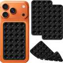 2 Pack Suction Cup Phone Case Mount Double-Sided, Silicon Sticky Phone Stand for iPhone and Android, Hands-Free Strong Grip Holder for Selfies and Videos - Black