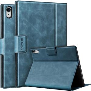 Antbox Case for iPad (A16) 11th (11'')/ 10th Generation (10.9'') High Grade Skin-Touch Vegan Leather with Built-in Pencil Holder Auto Sleep/Wake Function (Blue)