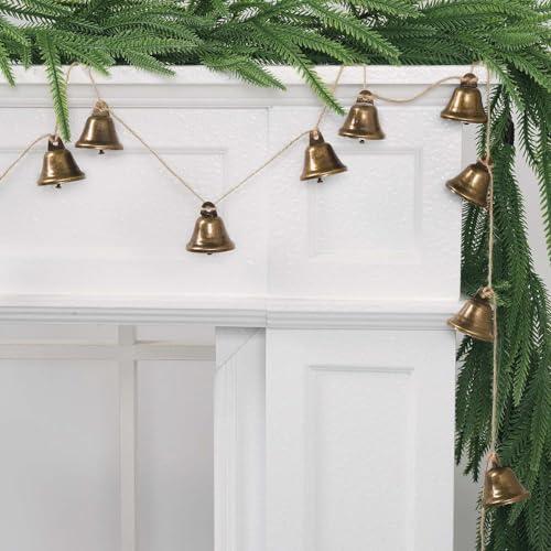 JOICEE Christmas Bells Garland, Rustic Bronze Jingle Bells String Vintage Bell Garland Banner Ornaments for Christmas Decorations Xmas Tree Mantle Fireplace Home Wall Decor