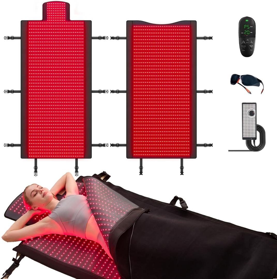 Extra Large Red Light Therapy Mat, High-Density LEDs Full Body Red Light Therapy, 660nm & 850nm Dual Wavelengths, Foldable with Timer, 74.6" x 33.3"