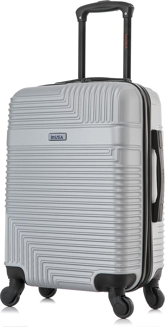 InUSA RESILIENCE Luggage with Spinner Wheels | Durable Lightweight Hardshell Suitcase, Spacious Travel Bag with Handle and Trolley | 20-Inch Carry On Small Luggage | Silver