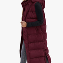 BTFBM Long Puffer Vest Women Quilted Hooded Button Down Zip Up Sleeveless Vests Outerwear Padded Jacket Fall Winter Coat M