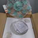 French Glass Flower Ceiling Light Fixture Green Hallway Semi Flush Mount Ceiling Light Nordic Modern Blue White Milk Glass Close to Ceiling Light for Bathroom Farmhouse Foyer Corridor Kitchen