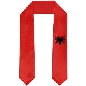 Graduation Stole Satin Sash Scarf for Study Aboard International Students 72" Length (Albania Flag)