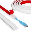 39" Side Open One Cord Hider (<1/4") for Wall Mounted Tv,Extension Cable Cover to Hide Conceal Cords Along Wall,Wire Raceway Management Cable Concealer Channel,Electric Cord Organizer Wiremold,White