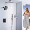 Shower Faucet Set Oil Rubbed Bronze Shower System, Knob Switch Diverter Shower Faucet with High Pressure Handheld Spray, Ceiling Mount 10 Inch Shower Head with 6 Inch Wall Mount Shower Head