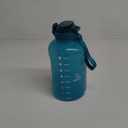 AQUAFIT 64 oz Water Bottle with Time Marker, Half Gallon Gym Bottle with Straw, Handle & 2-in-1 Lid