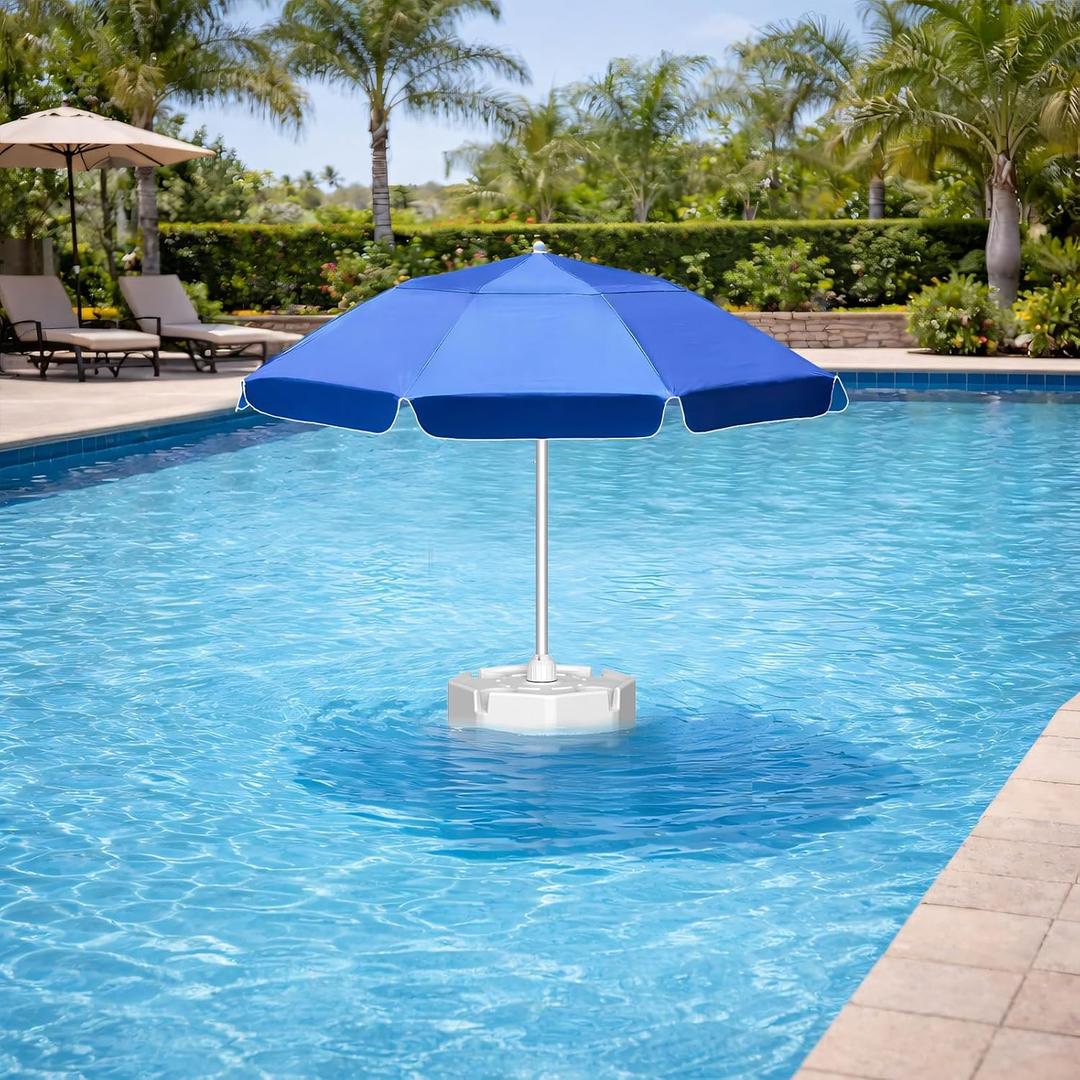 Floating Pool Umbrella - 7ft, Outdoor Floating Umbrella for Inside of Pool with Weighted Base, 4 Cupholders Floating Table with Sun Shade, No-Tools Setup for Pool, Lake & Beach, 9.4 inches x 25.8 inches x 20 inches