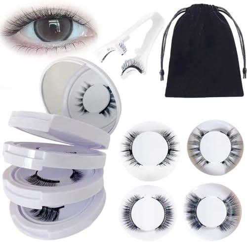 Giana Magnetic Eyelashes with Applicator, Magnetic Eyelashes Natural Look, 4 Pairs No Glue Needed Reusable and Easy to Wear and Remove