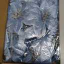 WILLBOND 36 Pcs 3 Size Christmas Poinsettia Christmas Tree Flowers Glitter Faux Flowers Decoration Artificial Poinsettia Ornaments for New Year Home Outdoor Decoration(3/4/ 6 Inch,Blue)