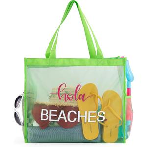 Montana West Large Mesh Beach Tote Bag Net Mesh Pool Bag with Two Pockets 