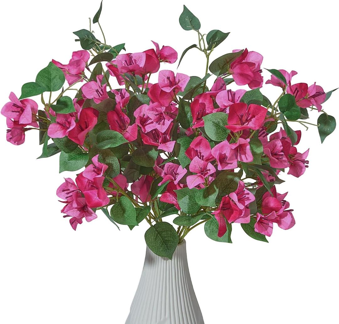 6PCS Bougainvillea Artificial Flowers 27" Silk Flowers Fake Pink Flower Bouquet Faux Bougainvillea Branches for Vase Wedding Party Floral Arrangement DIY Home Decor