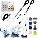 Electric Spin Scrubber, 2024 New Electric Scrubber for Cleaning, Shower Scrubber with Long Handle & 8 Replacement Heads, Remote Controlled Shower Cleaner Brush for Bathroom Tub Tile (Black)