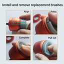 1/2" & 3/4" Metal Copper Pipe Cleaner Set,with 1/4 Hex Shank,Each Additional 3PCS Replaceable Brushes are Provided,for Cleaning Rust, Cleansing Copper/Bronze/Brass Pipes/Tubes for Soldering