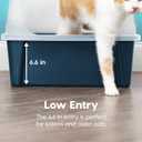 IRIS USA Cat Litter Box XX-Large Open Top with High Sided Walls Tall Scatter Shield Scoop Included Easy Clean Plastic Pan for Big Cats Kittens Multi-Cat Households 30"L x 20"W x 14"H Navy