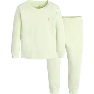 moimoln 6M-8Y Modal Cotton Solid Soft Breathable Baby Toddler Boys Girls Snug fit Pjs Long Sleeve Pajamas Set Sleepwear Daily (6-12 Months, Pale Green)