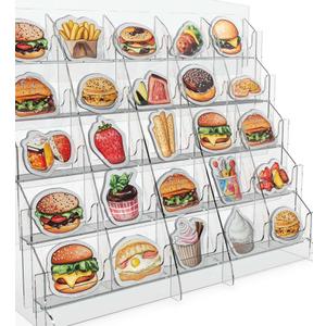 Acrylic Sticker Display Stand with Curved Pockets for Big  Stickers- Brochure Holder with Customizable Space - On the Go Display Stands for Vendor Events - Ideal for Small Business Vendors (Large)