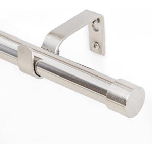 NICETOWN Window Curtain Rod 1 Diameter for Windows 48 to 86 inch Adjustable Drapery Rod Set with End Cap/Cylinder Finials Style for Living Room Bedroom Patio Door, Sold by Single, Brushed Nickel