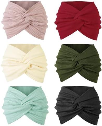 Wide Headbands for Women Non Slip Ribbed Knit Boho Turban Styled Headband Soft Elastic Hair Bands for Women’s Hair Thick Head Wrap for Women Fashion Hair Accessories