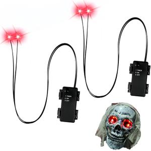 Halloween LED Glowing Eyes with Timer, 2 Pieces Glowing Skull Eyes, 30-inch Cable Length, Scary DIY Eyes Suitable for Masks, Pumpkins, Skulls, and Props.