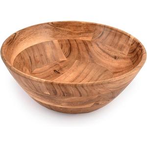 Samhita Acacia Wood Fruit Bowl for Fruits or Salads,Serving Dish Looks Absolute Beautiful With Your Kitchen (10" x 10" X 4")