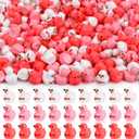120 Pcs Valentines Day Resin Mini Ducks Valentine's Day Red Pink White Letter Tiny Resin Ducks Bulk Tiny Miniature Duck Figures for Home Tabletop Micro Garden Landscape Decoration Craft Party Favors