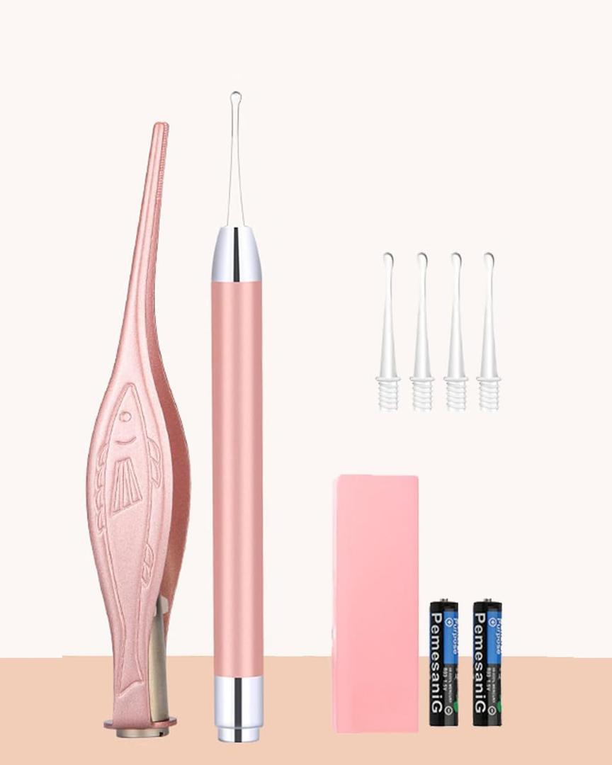 7Pcs Ear Wax Removal Tool with Light: Ear Cleaner Kit-Ear Scope with Stainless Steel 360 Spiral, Earwax Spoon Digger & Ear Tweezers with LED Light for Adults Kids - Ear Wax Remover with Storage Box