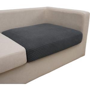 Eismodra Couch Cushion Covers Magic Stretch Sofa Slipcover for 3 Cushion Couch Dogs Pet L Shape 2 Seat Replacement Furniture Protector, Dark Gray Length 25-37 inches(Only 1 Piece)