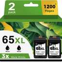 65XL Black Ink Cartridge Replacement for HP Ink 65 HP65 XL HP65XL for 5000 5055 3755 3700 3772 3722 2600 2622 3752 2652 2655 2640 5052 5010 Printer (2 Pack)