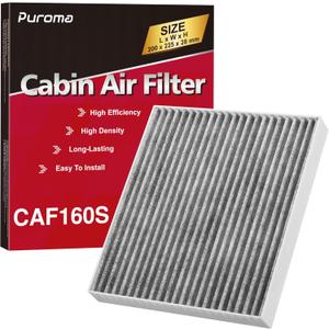 Puroma Cabin Air Filter with Activated Carbon, Compatible with CF12160, CAF1948P, Hyundai Kona 18-23, Tucson 16-21, Veloster 19-21, Venue 20-24, KIA Seltos 21-24, Soul 20-24, Sportage 17-22