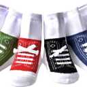 EPEIUS Unisex Baby Girls Boys Non-Slip Socks (Set of 6) (0-6 Months, Assorted Shoelace 6 Pack)