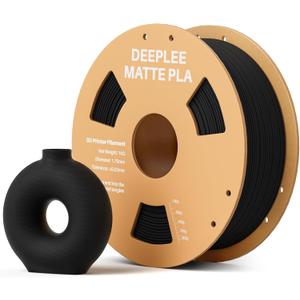 DEEPLEE Matte PLA Filament 1.75mm, 3D Printer Filament Dimensional Accuracy +/- 0.02mm, No Clogging, Higher Toughness, Cardboard Spool 3D Filament, 1kg Black
