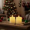 Homemory White Flameless Candles Battery Operated with Remote Timer, 3x3 Real Wax LED Pillar Candle for Home Fireplace Bedroom Living Room Party, Set of 2