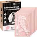 Linoleum Blocks for Printmaking Supplies - 6PCS 4x6Rubber Linocut Block Printing Kit for Stamp Carving, Soft Relief Printing Linoleum for DIY Crafts & Art Projects