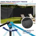 Windscreen4less Outdoor Privacy Fence Screen, 5'x24' Freestanding Privacy Fencing Set with Iron Poles and Ground Spikes, UV Resistant Mesh Cover Garden Pet Fencing for Backyard Patio Pool, Black