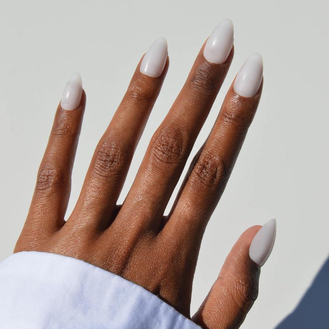 Glamnetic Press On Nails - Short Almond Fake Nails, Milky White Nails, Milky White | 15 Sizes - 30 Nail Kit with Glue | Gift for Mom