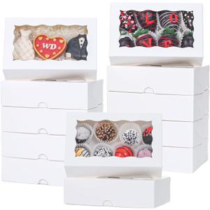 TEMLQPACK 25pcs 7x4.3x2 Inches White Chocolate Covered Strawberries Cookies Cakesickle Chocolate Truffle Treat Cake Pop Bakery Boxes for Christmas Valentine's
