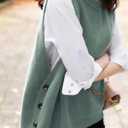HangNiFang Women's Round Neck Sleeveless Pullover Ribbed Knit Sweater Vest Top, Medium