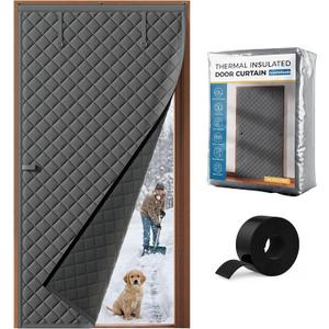 Thermal Insulated Door Curtain Fits Door Size 36 x 80 Inch, Oxford Cloth Thicken Cotton Filled, Curtain Size 39" x 82", Single Piece Door Insulation Blanket Cover for Cold in Winter, Grey (Gray)