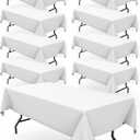 Pureegg Rectangle Table Cloth 60" x 102"  Durable Polyester Tablecloth Offers Reusable & Washable Protection, Ideal for Outdoor Party, Picnic, Wedding, Banquet and Birthday, 9 Pack, White