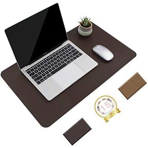 YSAGi Non-Slip Leather Desk Pad, Waterproof Laptop Computer Desk Keyboard Mat, Table Protector Blotter Mat, Large Mouse Pad for Office/Work/Home/Decor(Dark Brown, 23.6" x 13.7")